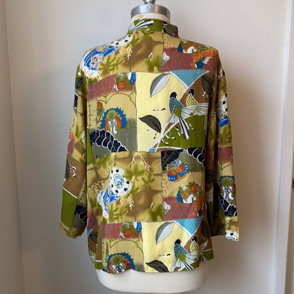 Citron Silk Button Down Tunic Top XL - Picture 4 of 5